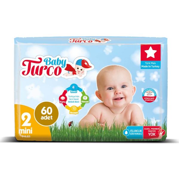Baby Turco Bebek Bezi 2 Numara Mini 60 Adet
