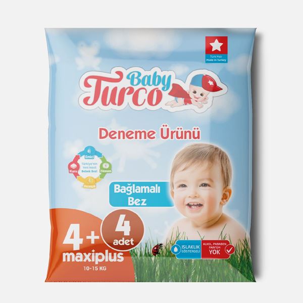 Baby Turco Bebek Bezi 4+ Numara Maxi Plus Deneme Ürünü