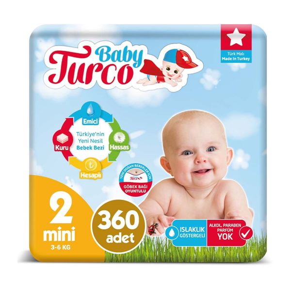 Baby Turco Bebek Bezi 2 Numara Mini 360 Adet