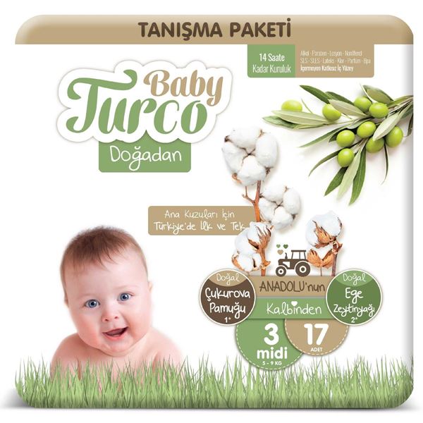 Baby Turco Doğadan 3 Numara Midi Tanışma Paketi 17 Adet