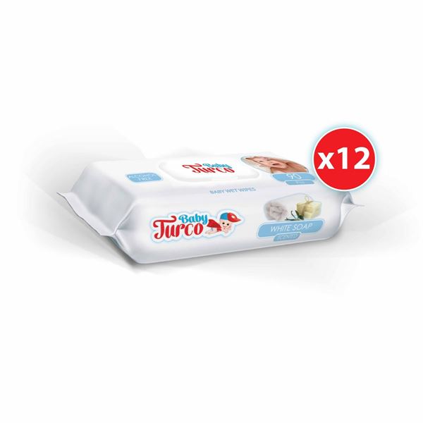 Baby Turco Beyaz Sabun Kokulu Islak Havlu 12X90 lı