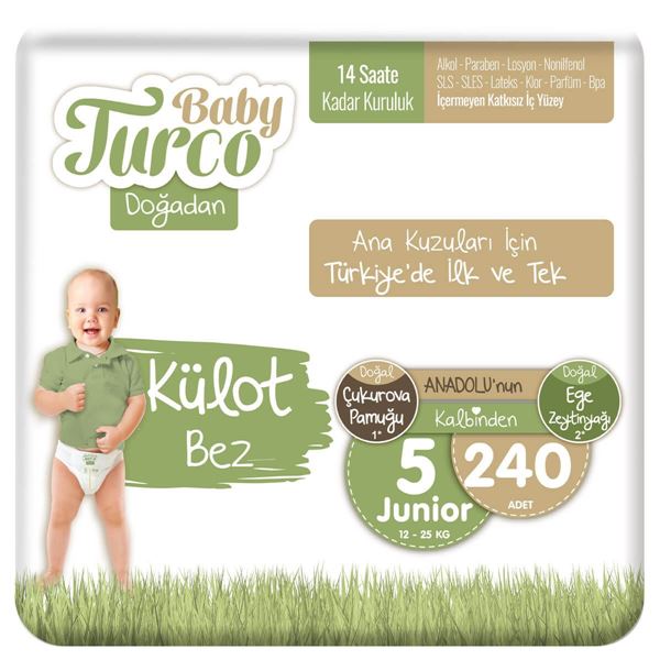 Baby Turco Doğadan Külot Bez 5 Numara Junıor 240 Adet