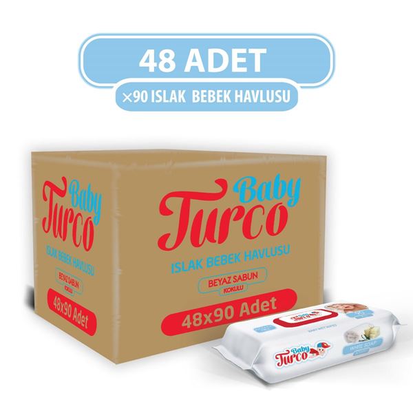 Baby Turco Beyaz Sabun Kokulu Islak Havlu 48x90