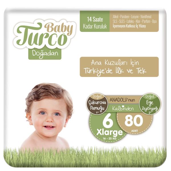 Baby Turco Doğadan 6 Numara Xlarge 80 Adet