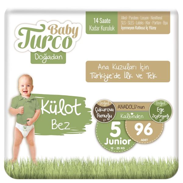 Baby Turco Doğadan Külot Bez 5 Numara Junior 96 Adet