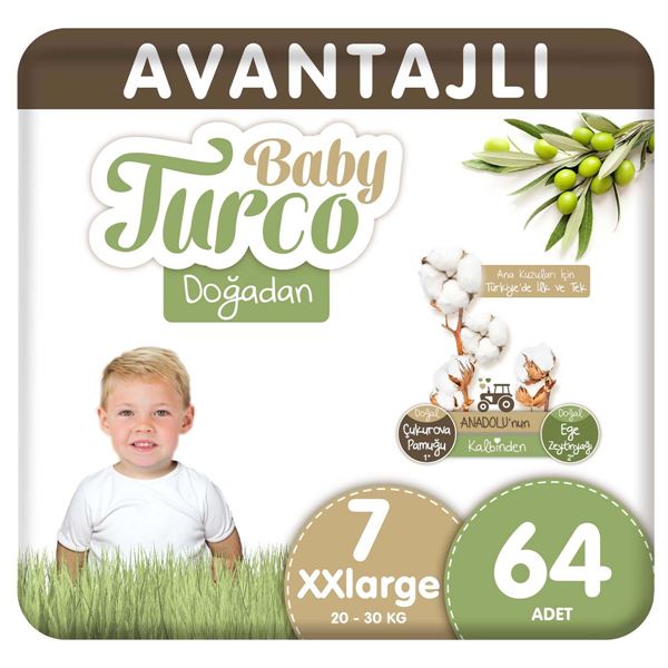 Baby Turco Doğadan Avantajlı Bebek Bezi 7 Numara Xxlarge 64 Adet