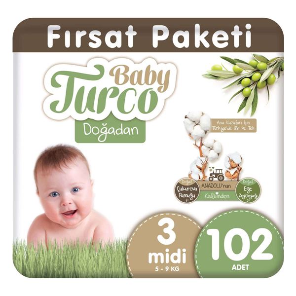 Baby Turco Doğadan 3 Numara Midi 102 Adet