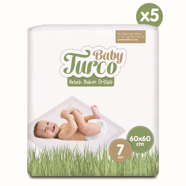 Baby Turco Bebek Bakım Örtüsü 60x60 cm 7x5 35 Adet