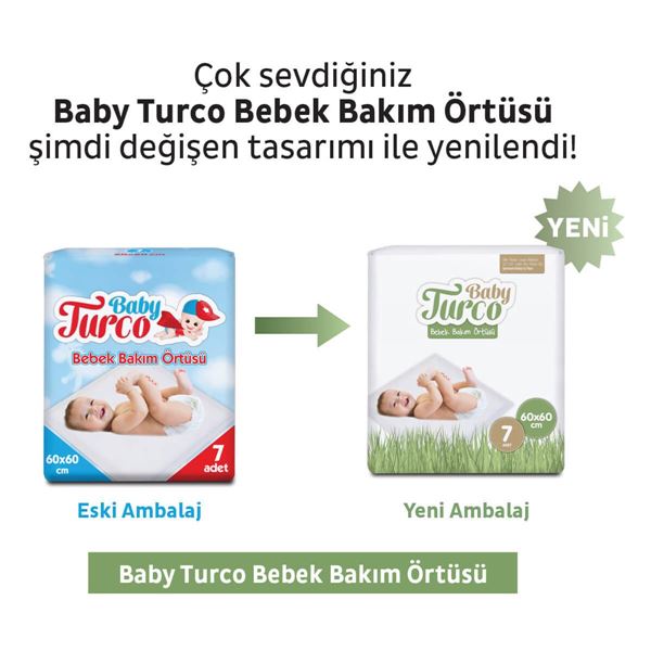 Baby Turco Bebek Bakım Örtüsü 60x60 cm 7x10 70 Adet