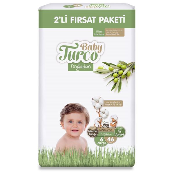 Baby Turco Doğadan 2'li Fırsat Paketi Bebek Bezi 6 Numara Xlarge 46 Adet