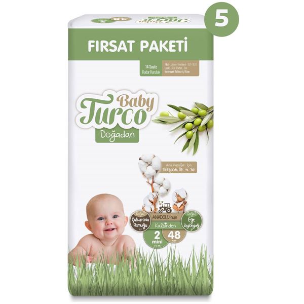 Baby Turco Doğadan Ultra Fırsat Paketi Bebek Bezi 2 Numara Mini 240 Adet