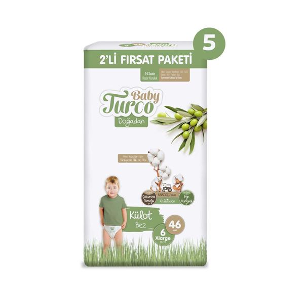 Baby Turco Doğadan 2'li Ultra Fırsat Paketi Külot Bez 6 Numara Xlarge 230 Adet