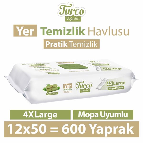 Turco Doğadan Yer Temizlik Havlusu Yeşil Sabun 12x50(600 Yaprak)