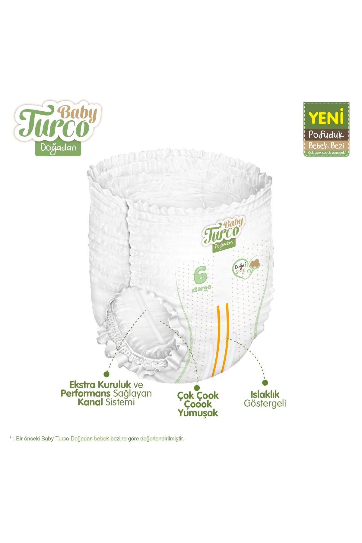 Baby Turco Doğadan Süper Avantaj Paketi Pofuduk Külot Bez 6 Numara Xlarge 124 Adet