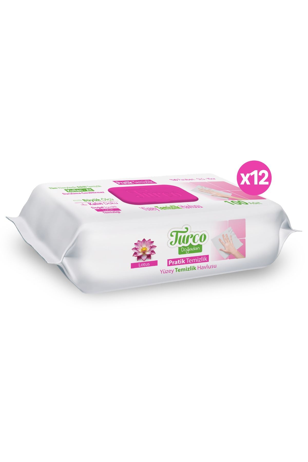Turco Doğadan Pratik Yüzey Temizlik Havlusu Lotus 12x100 (1200 Yaprak)