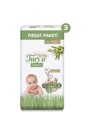 Baby Turco Doğadan Süper Fırsat Paketi Bebek Bezi 1 Numara Newborn 150 Adet