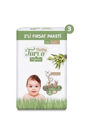 Baby Turco Doğadan 2'li Süper Fırsat Paketi Bebek Bezi 5 Numara Junior 174 Adet