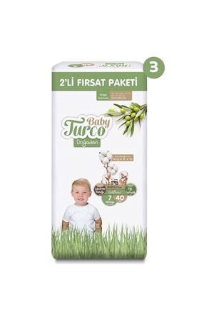 Baby Turco Doğadan 2'li Süper Fırsat Paketi Bebek Bezi 7 Numara Xxlarge 120 Adet