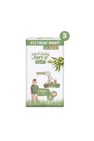 Baby Turco Doğadan 2'li Süper Fırsat Paketi Külot Bez 6 Numara Xlarge 138 Adet