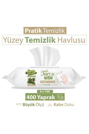 Turco Doğadan Pratik Yüzey Temizlik Havlusu 4x100 (400 Yaprak)