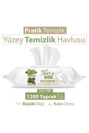 Turco Doğadan Pratik Yüzey Temizlik Havlusu 12x100 (1200 Yaprak)