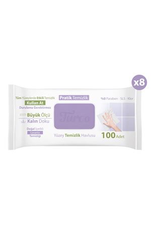 Turco Doğadan Pratik Yüzey Temizlik Havlusu Lavanta 8x100 (800 Yaprak)