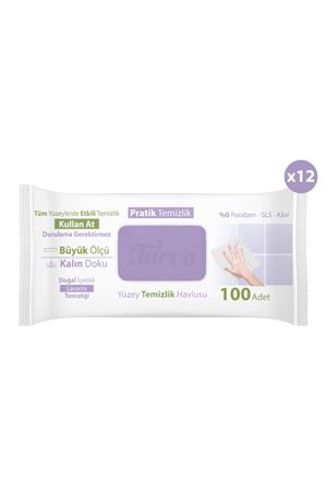 Turco Doğadan Pratik Yüzey Temizlik Havlusu Lavanta 12x100 (1200 Yaprak)