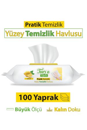Turco Doğadan Pratik Yüzey Temizlik Havlusu Limon 100 Yaprak