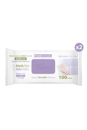 Turco Doğadan Pratik Yüzey Temizlik Havlusu Lavanta 2x100 (200 Yaprak)