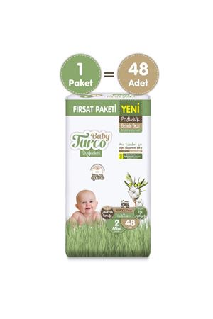 Baby Turco Doğadan Fırsat Paketi Pofuduk Bebek Bezi 2 Numara Mini 48 Adet