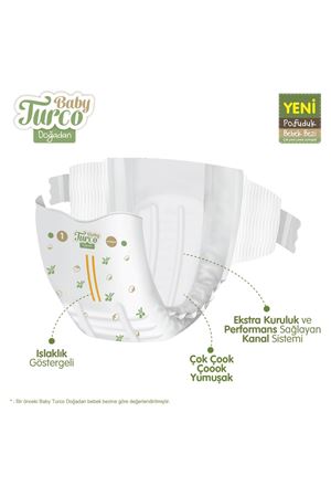 Baby Turco Doğadan Ekonomik Fırsat Paketi Pofuduk Bebek Bezi 1 Numara Newborn 100 Adet