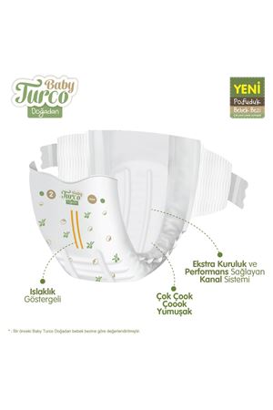 Baby Turco Doğadan Ekonomik Fırsat Paketi Pofuduk Bebek Bezi 2 Numara Mini 96 Adet