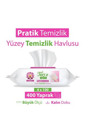 Turco Doğadan Pratik Yüzey Temizlik Havlusu Lotus 4x100 (400 Yaprak)
