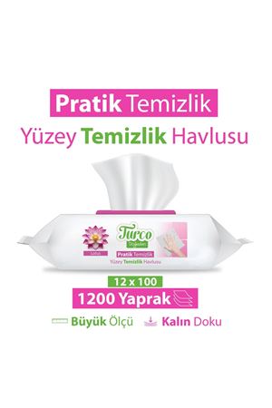 Turco Doğadan Pratik Yüzey Temizlik Havlusu Lotus 12x100 (1200 Yaprak)