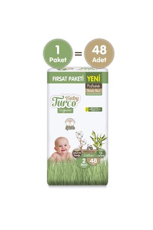 Baby Turco Doğadan Fırsat Paketi Pofuduk Bebek Bezi 2 Numara Mini 48 Adet