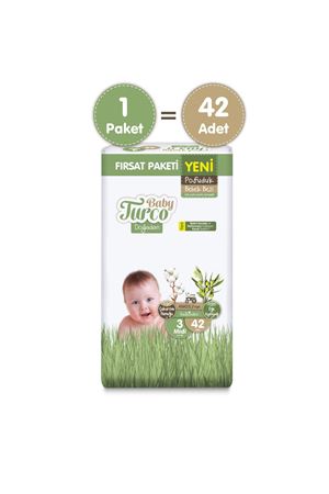 Baby Turco Doğadan Fırsat Paketi Pofuduk Bebek Bezi 3 Numara Midi 42 Adet